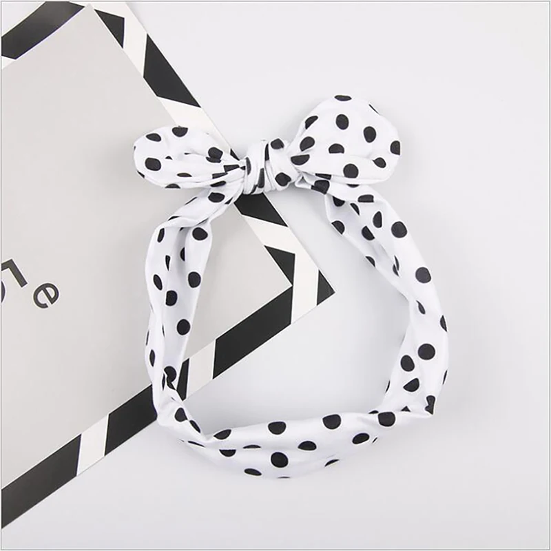 Повязка на голову в горошек с бантом и принтом Аксессуары для волос маленьких