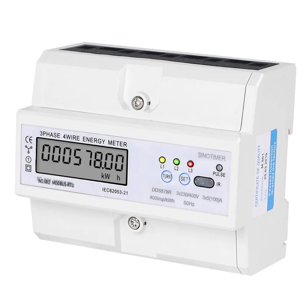 SINOTIMER RS485 Modbus Rtu din рейка 3 фазы 4 провода ЖК цифровой ваттметр электронный