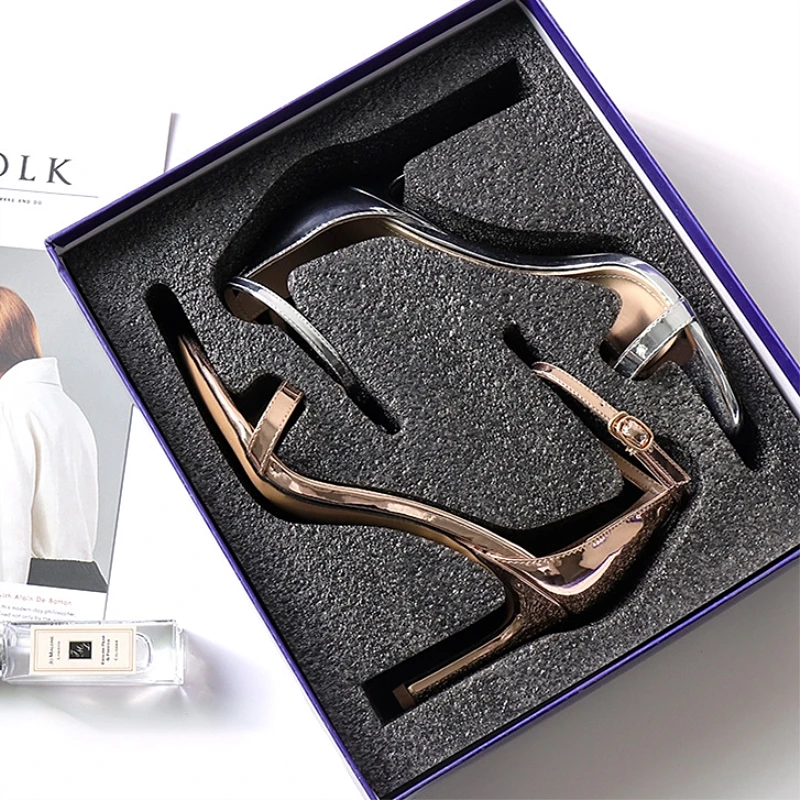 Сандалии женские на высоком каблуке босоножки тонком кожаные туфли лодочки с