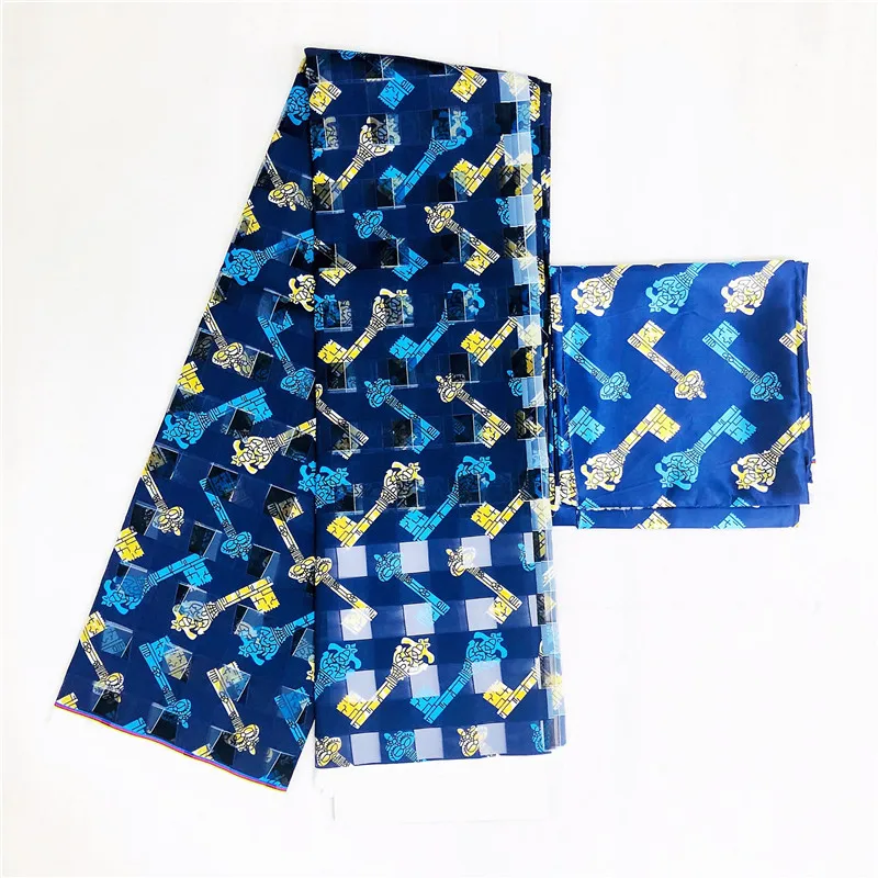 square style organza silk wax African fabric ribbon soft material for women dress 4+2yards | Дом и сад