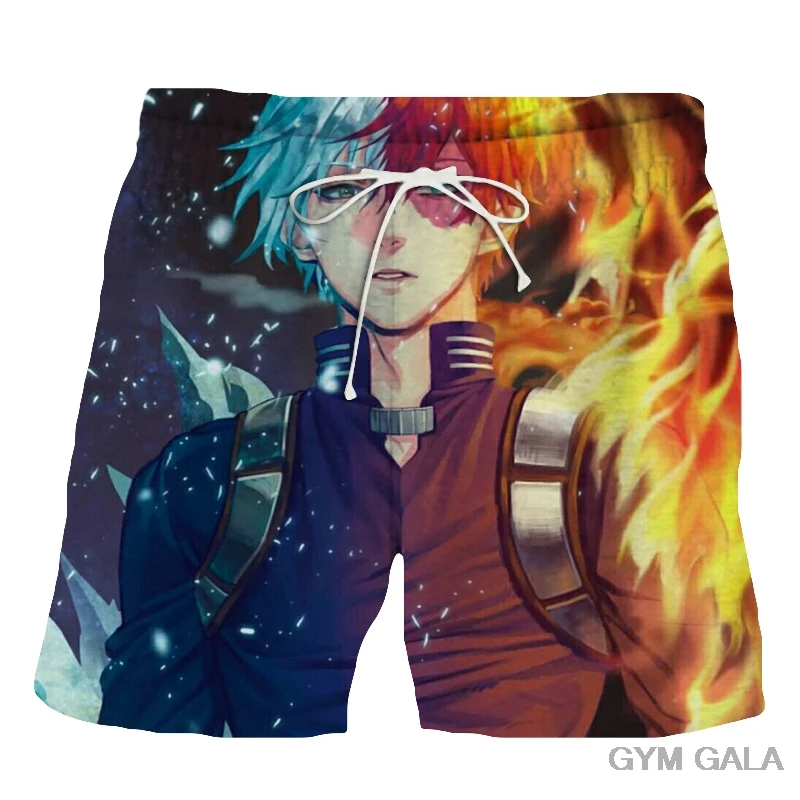 

2021 new summer anime my hero academy men's beach pants street fashion trend cool men casual shorts boys streetwear