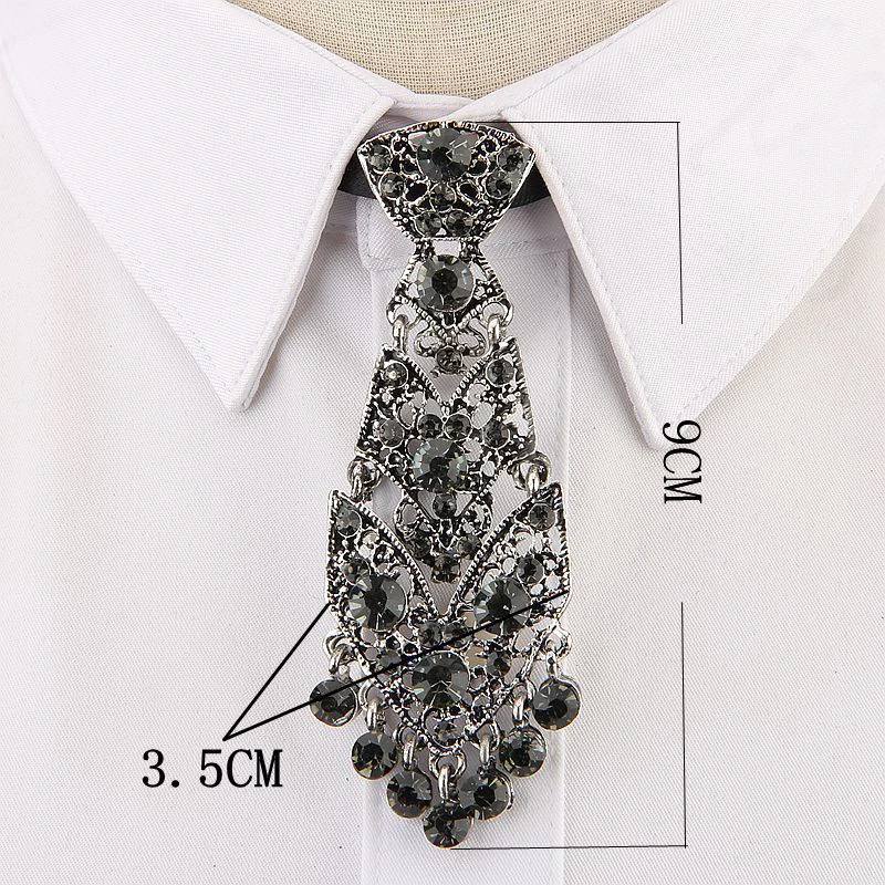 

Fashion Personality Crystal Neckties Trendy General Korean Wine Party Wedding Ceremony Metal Short Luxury Tie Men Accessories