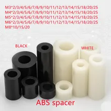 20-50pcs M3 M4 M5 m6 m8  White Black Nylon ABS Non-Threaded Spacer Round Hollow Standoff Washer PCB Board Screw