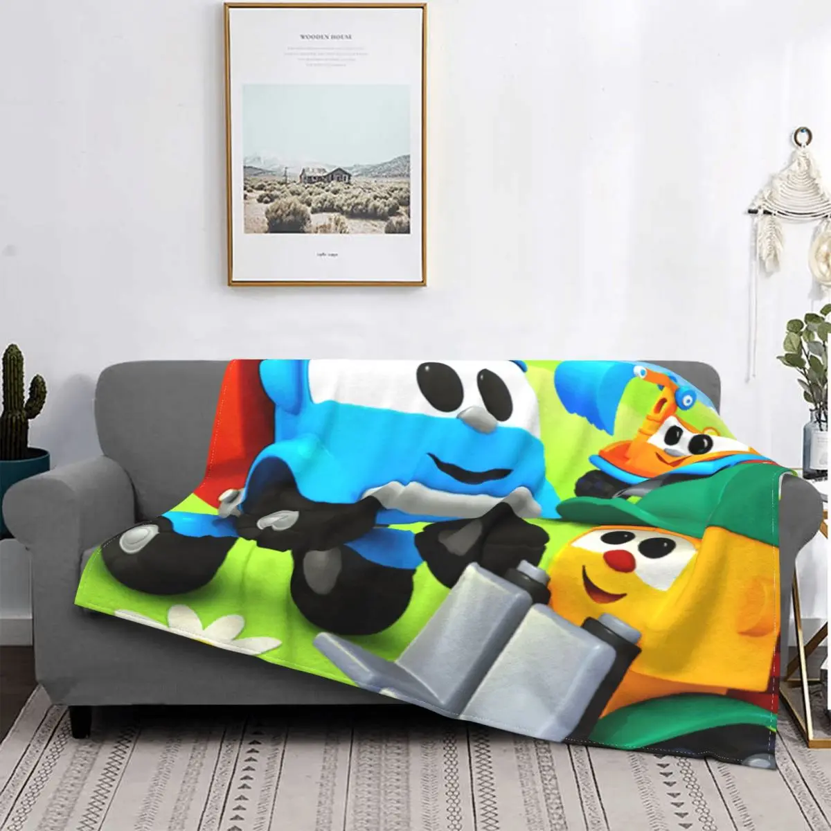 

Leo The Truck-colcha a cuadros de lana a cuadros, manta de cuadros y fundas, colchas para camas, 1851