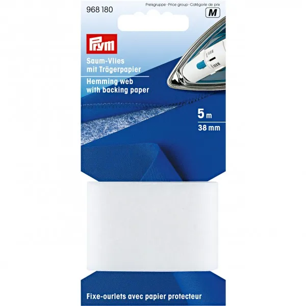 

968180 Germany PRYM Hemming web with iron-on backing paper, 38mm, white, 5m