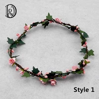 photo shoot cute handcraft mini floral garland with peach flower kid girl knitting wreath for newborn baby photography props