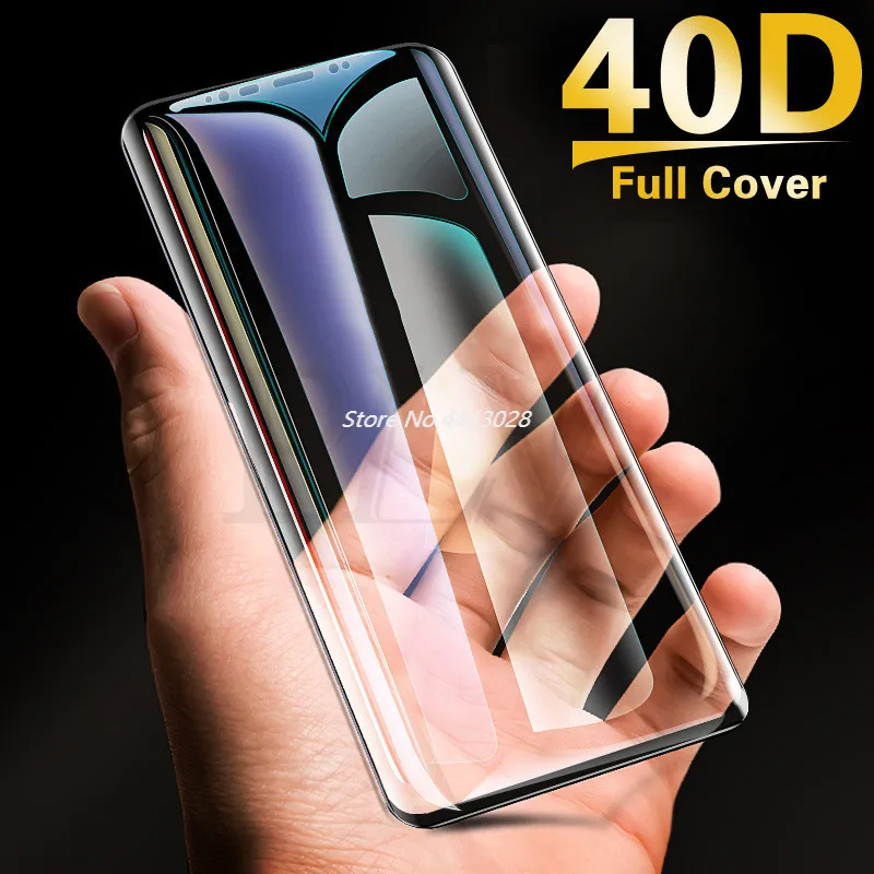 Изогнутое закаленное стекло 40D для Samsung Galaxy S9 S8 Plus Note 9 8 Защитная пленка экрана S7 S6