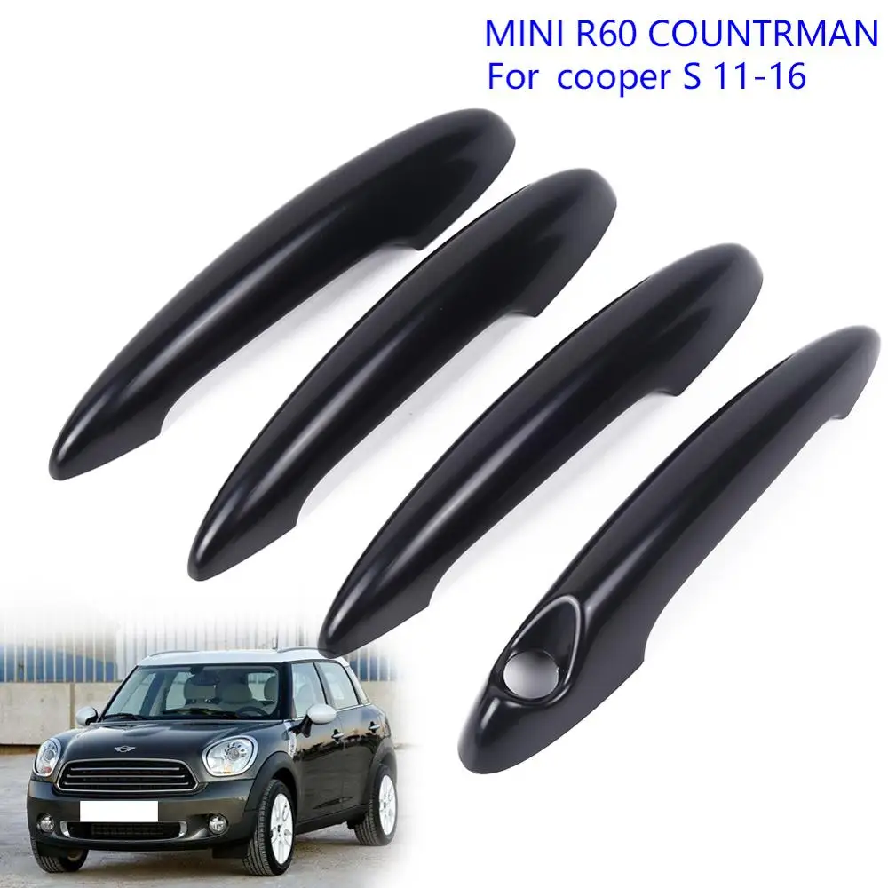 Глянцевые чехлы на дверные ручки 4 шт./компл. Обрезанные из поликарбоната черные