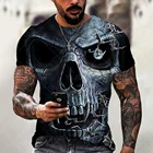 Мужская футболка с 3D-принтом черепа, модная рубашка с коротким рукавом, Повседневная Уличная футболка в стиле хип-хоп с круглым вырезом, яркая летняя футболка, новый стиль