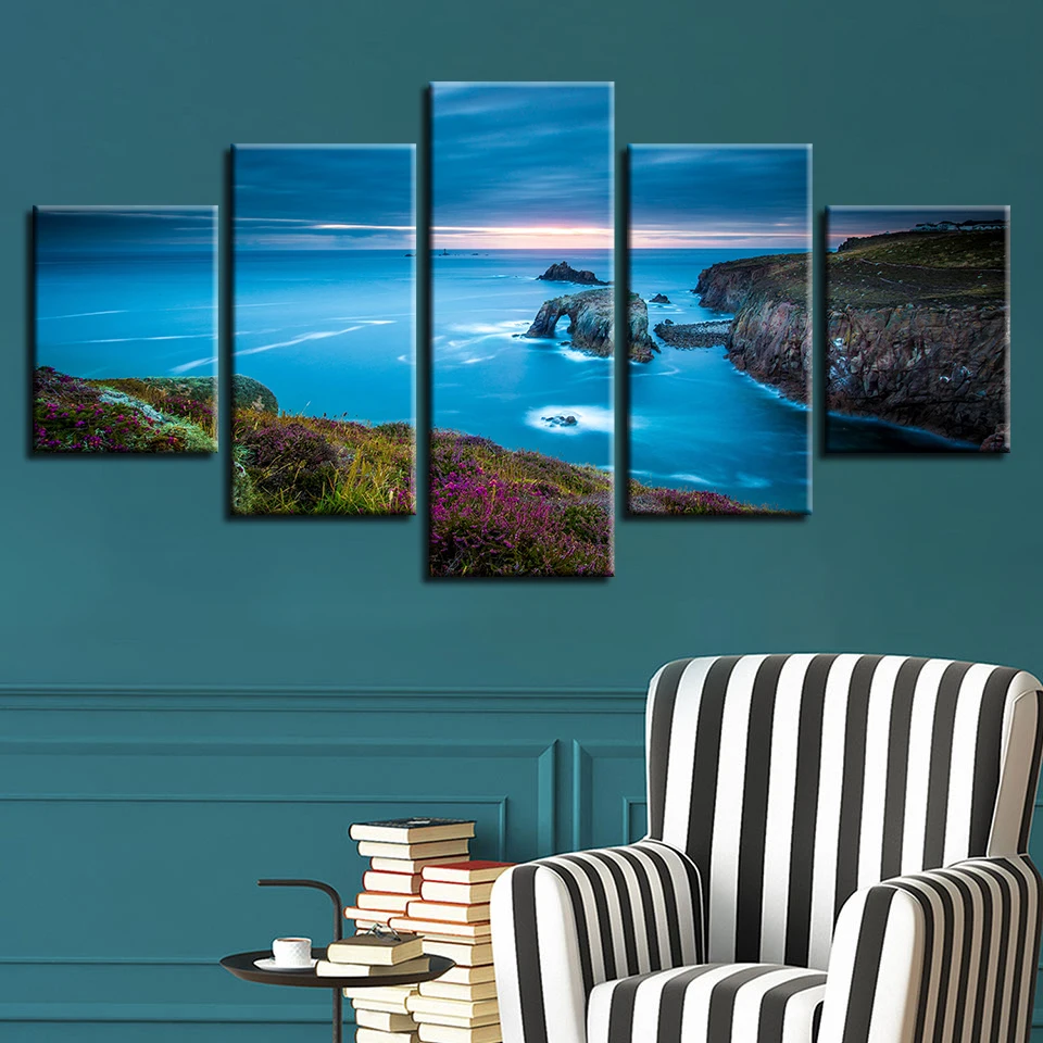 Пейзаж с изображением моря пляжа восход на океане Маяк Тропический 5 шт.