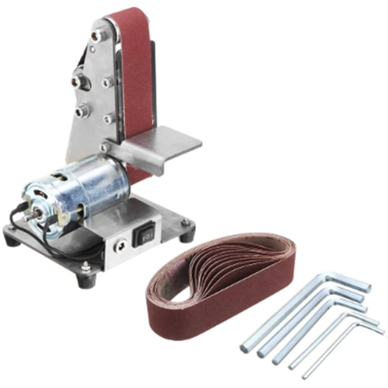 SHGO HOT-350W Mini Electric Belt Machine Sander Sanding Grinding Polishing Machine Abrasive Belts Grinder DIY Polishing Cutter E