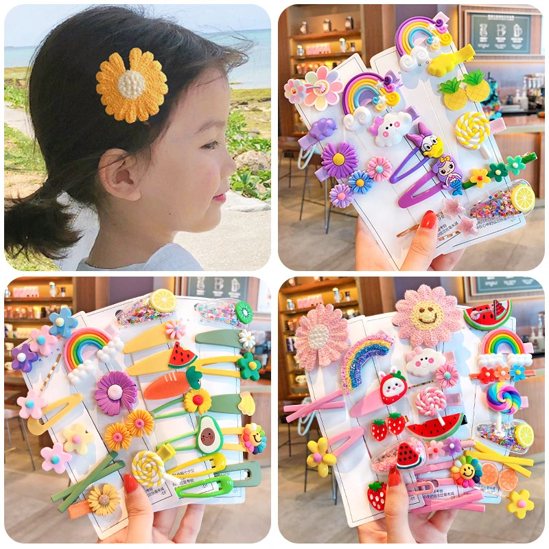 

24PCS Children Hairpin Small Daisy Headdress Side Bangs Clip Baby Bow Hairpin Korea Cute Hair Accessories BB Clip