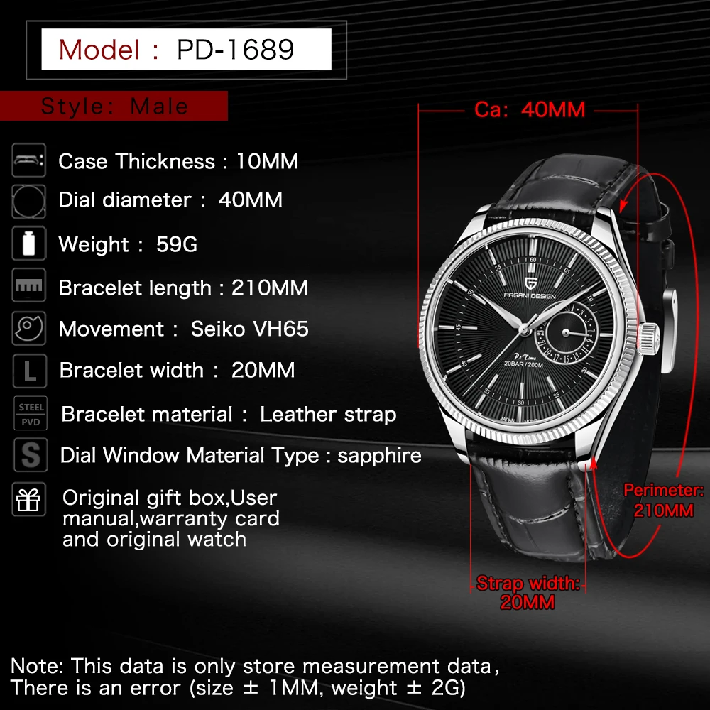 2021 Pagani Design Luxury Business Style Men Quartz Watch 40mm Sapphire Glass 200m Stainless Steel Waterproof Watch Reloj Hombre enlarge