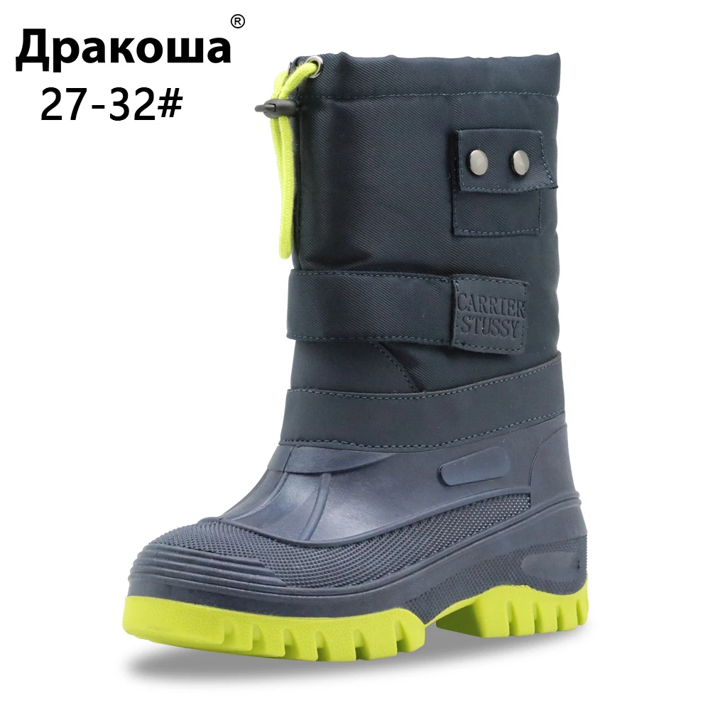 Apakowa-Botas de plataforma de invierno de goma para niños, zapatos de media caña impermeables, cálidas y cómodas, para otoño frío