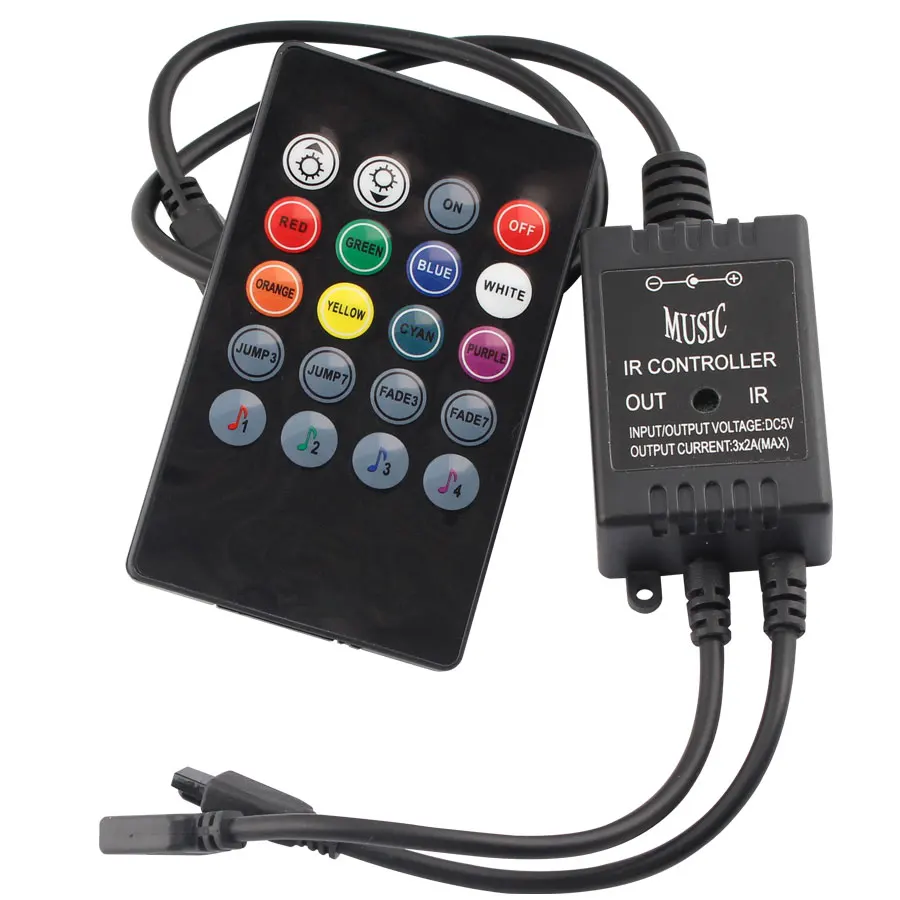 5 в музыка IR RGB USB контроллер 20 клавиш голосовой звуковой датчик практичные