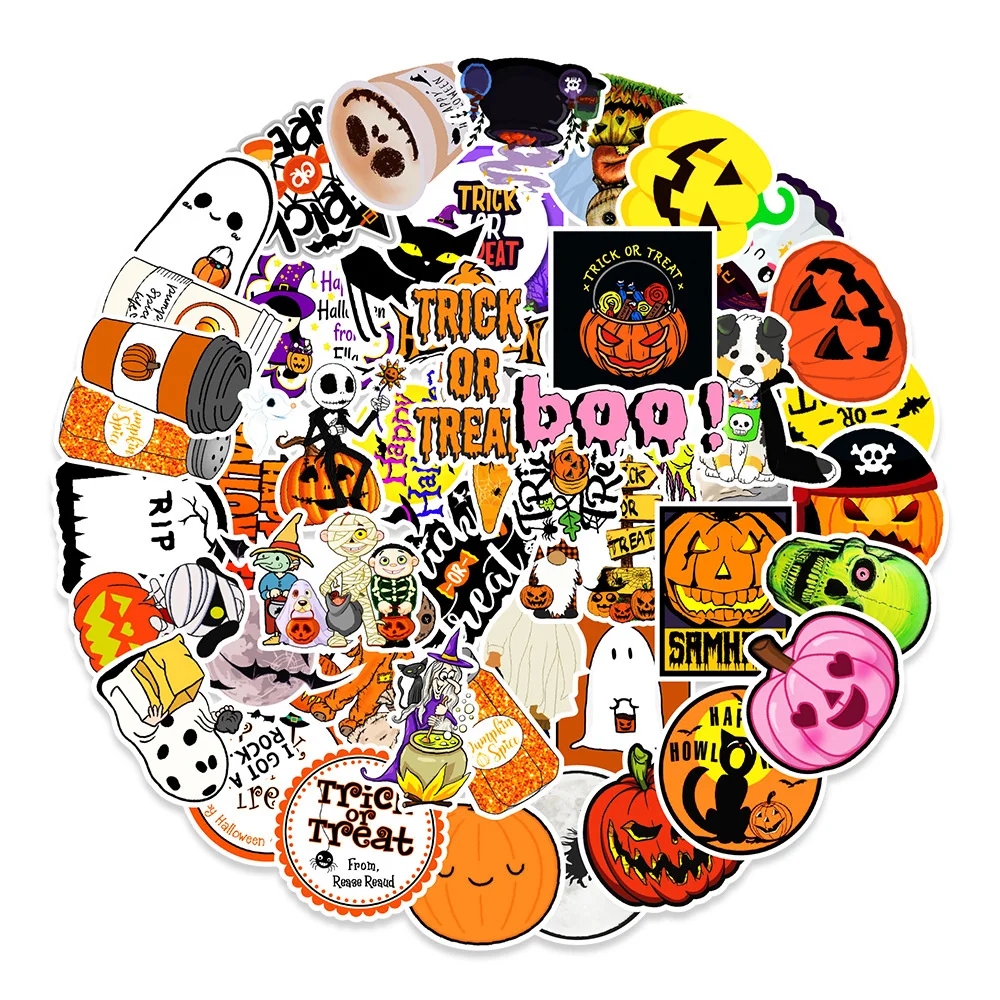 

10/30/50PCS/ Halloween Skull Pumpkin Horror Sticker Children DIY Suitcase Notebook Guitar Graffiti Applique Sticker Wholesale