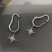 xiyanike silver color shiny star zircon pendant clip earrings female sweet temperament jewelry wedding gifts ear cuff