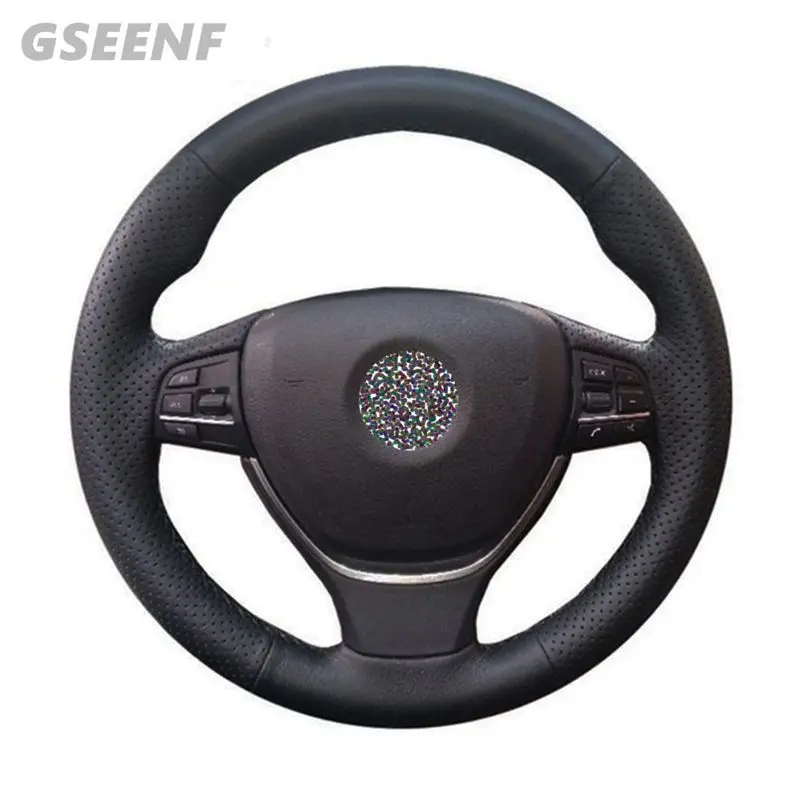 

Genuine Leather Black Hand-Stitched Car Steering Wheel Cover For BMW 730Li 740Li 750Li F10 520i 528i 2012 - 2014