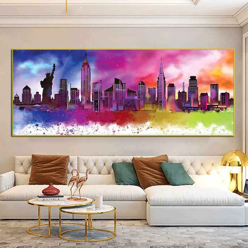 Картины на холсте Нью-Йорка абстрактный город здание пейзаж настенный плакат с