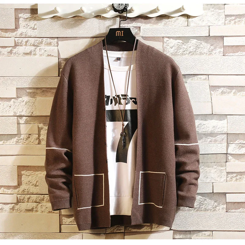 Мужской трикотажный кардиган на пуговицах однотонный теплый свитер блузка Осень