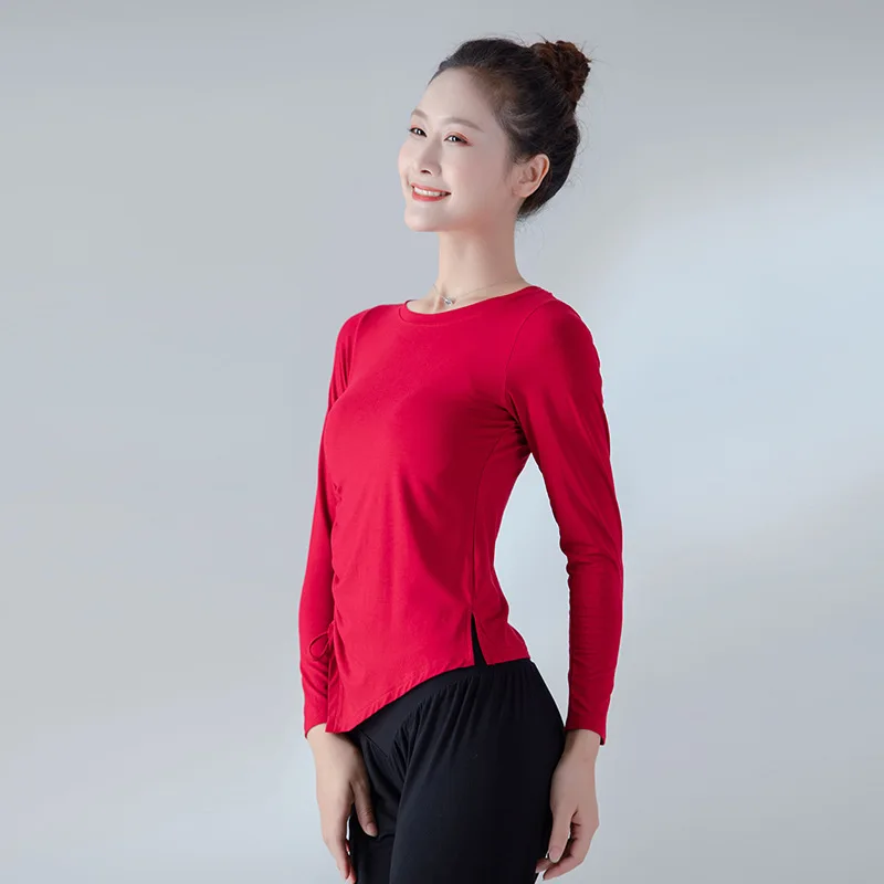 Женский модал Топ для латиноамериканских танцев свободная рубашка с длинными