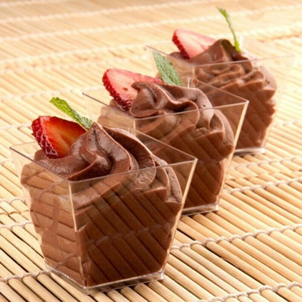 Квадратные десертные чашки 50/100 шт. мини пластиковые прозрачные 2 унции для