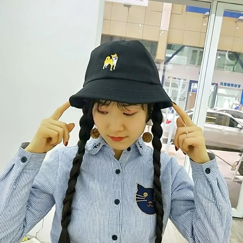 

Панама с мультяшным принтом для женщин и мальчиков, шляпа с вышивкой милой собаки, Солнцезащитная шапка, унисекс, подарок на день рождения