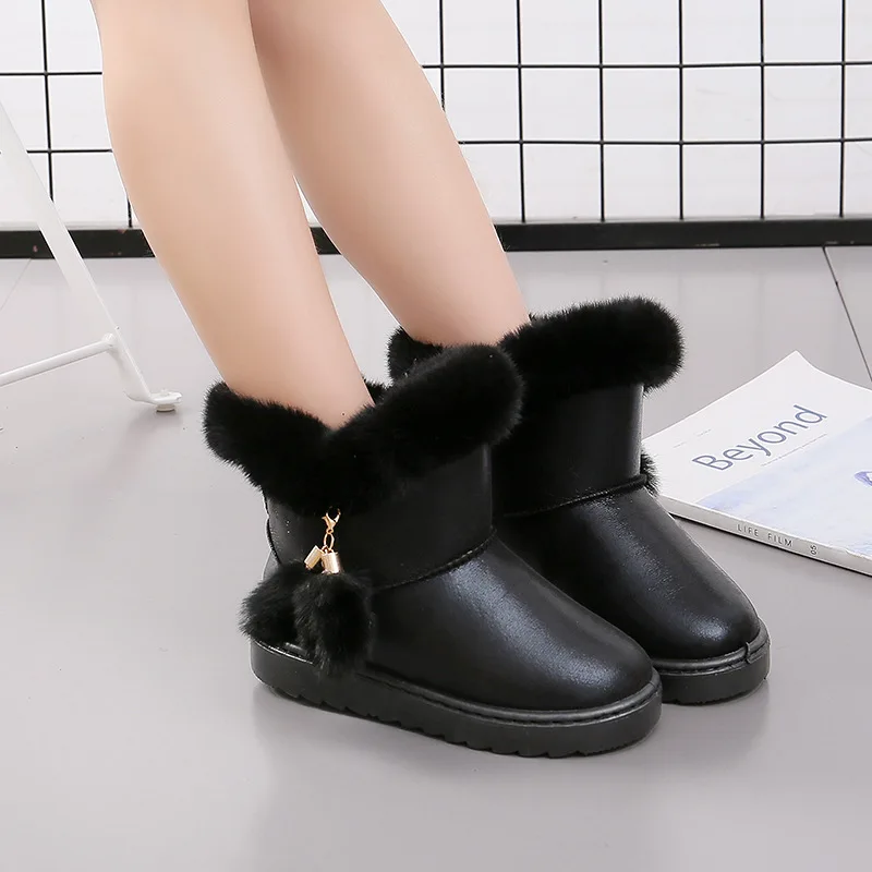 

Children's Boots Girls Boots New Winter Shoes Plus Velvet Winter Shoes Warm Snow Cotton Waterproof Solid Boots Size 25-36 Bling