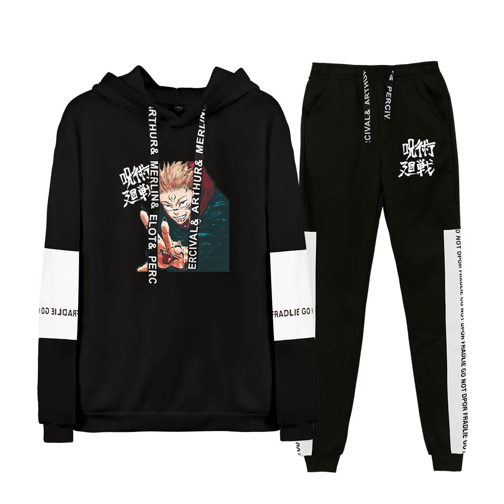 

Jujutsu kaisen Casual+yellow color Hoodie Tracksuit Two Piece Set Long Sleeve Men Women Hoodies+Sweatpants Japanese Anime Clothe