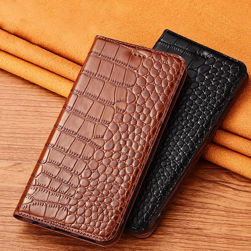 

Crocodile Veins Genuine Leather Case For Realme 3 3i 5 5i 6 6i 7 7i X7 Pro Magnetic Flip Cover Cases