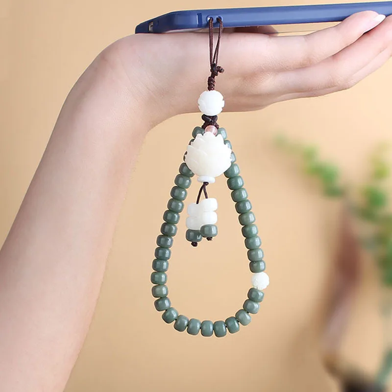 

New 1PC Natural Stone Mobile Phone Straps Ethnic Lanyards for Keys Short Hand Wrist Strap Hanging Rope Cord Holder Lanyard