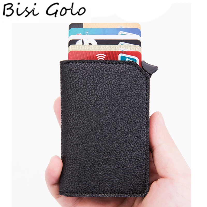 

BISI GORO 2021 Anti-theft Card Case Carbon Fiber RFID Pop-up Clutch Smart Card Wallet Multifunctional Men Unisex Card Holder