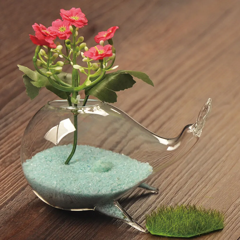 Милые украшения в виде Кита прозрачные стеклянные вазы модные домашние ремесла