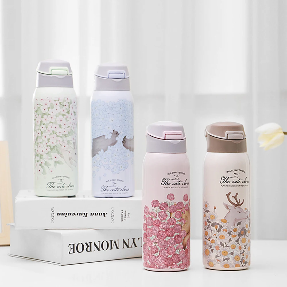 Термос с соломинкой из нержавеющей стали Спортивная изоляционная чашка 450 мл