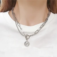 boho double layers coins pendant metal chain necklace women gothic pendant collar punk party jewelry