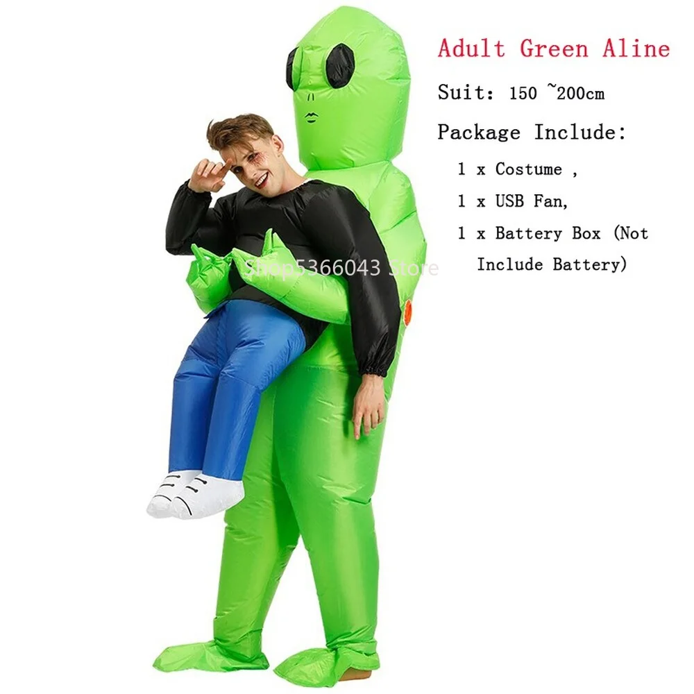 Зеленый ET-Alien надувных монстров Косплэй костюм-комбинезон для детей забавные