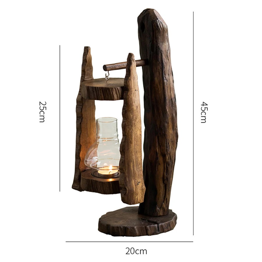 Подсвечник из тайского дерева винтажная стеклянная крышка рождественские