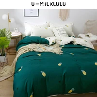 pineapple bedding set white sheet set 180x200 single double queen king size elastic duvet cover pillowcase green bed comforters