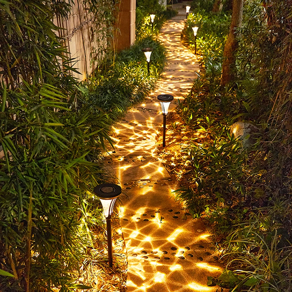 1Pcs Solar Lights LED Outdoor Waterproof Projection Stainless Steel Solar Lantern Lamp Plug-in Ground Patio Garden Yard