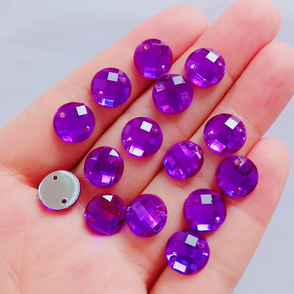 Круглые 12мм 250шт Пришивные бусины Свободные кристаллы Фиолетовые стразы fyxw20-12 Аксессуары для ручного шитья Камни Diy Стразы Алмазы.