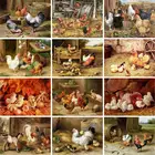 GATYZTORY 60x75 см рамка для самостоятельной раскраски по номерам курица животного краска по номерам домашние декорации ручной работы