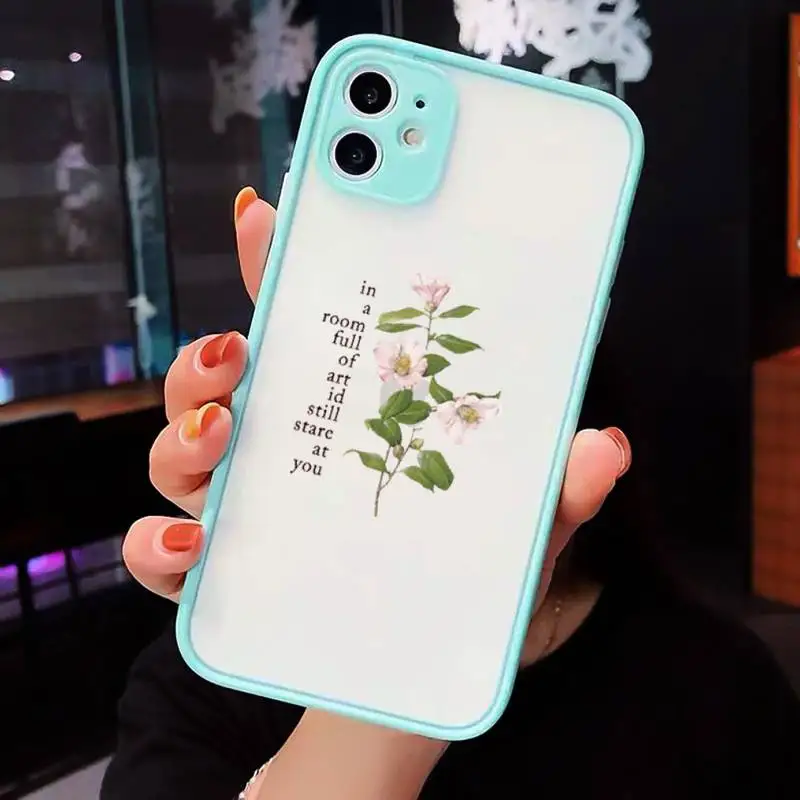 

Flower Summer Pink Phone Cases Matte Transparent for iPhone 7 8 11 12 s mini pro X XS XR MAX Plus cover funda
