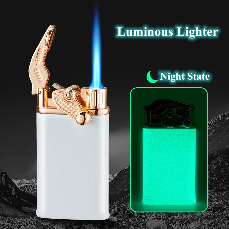 

New Luminous Rocker Windproof Flashlight Lighter Creative Luminous Windproof Butane Filled Lighter Cigar Cigarette Lighter
