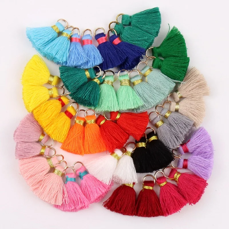 

12Pcs 2cm Cotton Hang Ring Short Tassels Trim Pendant DIY Crafts Jewelry Earrings Clothing Home Textiles Fringe Trim Materials