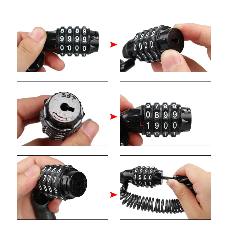 

Bicycle Lock Bicycle Multi-function Wire Lock Password Anti-theft Lock Bicycle Luggage Lock Riding Portable Accessories With Bag