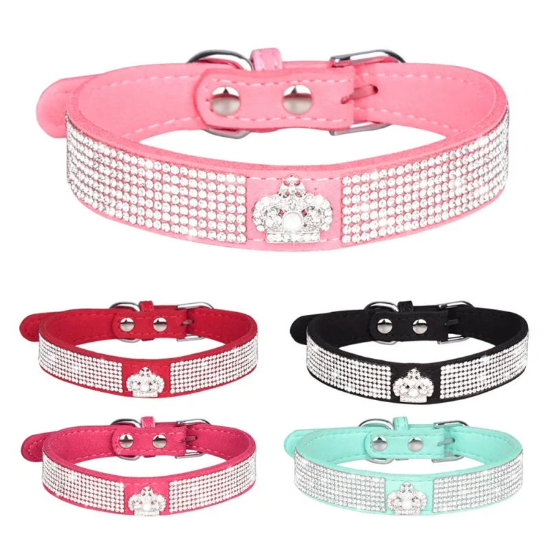 

Shining Bling Dog Collar Rhinestone PU Leather Crystal Diamond Puppy Cat Collar Pet Collars Pets Supplies Dog Accessories
