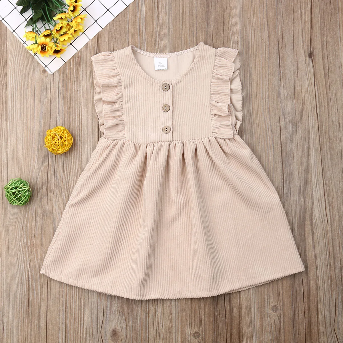 Pudcoco US Stock 2020 New Toddler Infant Baby Girls A-Line Solid Dress Princess Party Pageant Wedding Fashion Clothes | Детская одежда