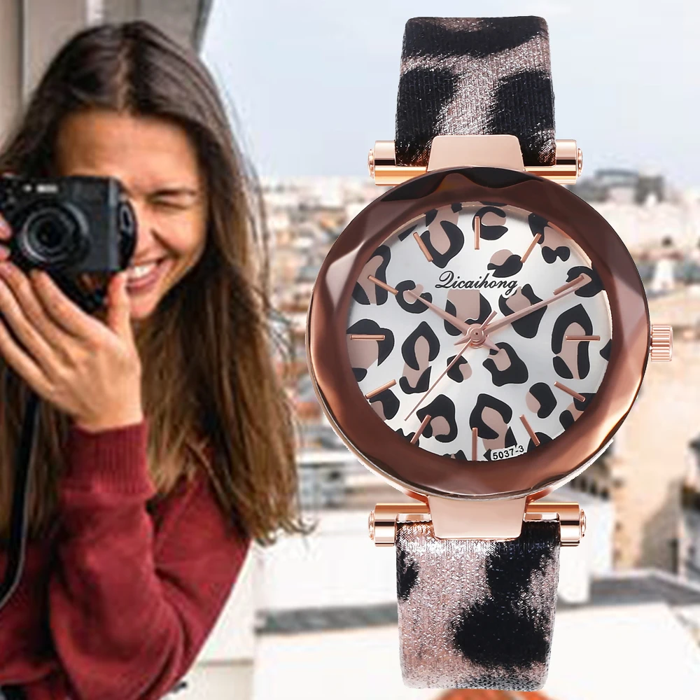 

Женские леопардовые Модные кварцевые часы на ремешке, новые модные роскошные брендовые наручные часы под платье, женские часы