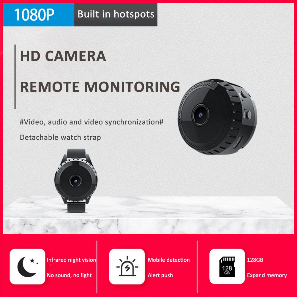 Купи 1080P HD Mini Camera Security Remote Control Night Vision Mobile Detection Video Surveillance Wifi Camera Magnetic Watch Camera за 1,309 рублей в магазине AliExpress