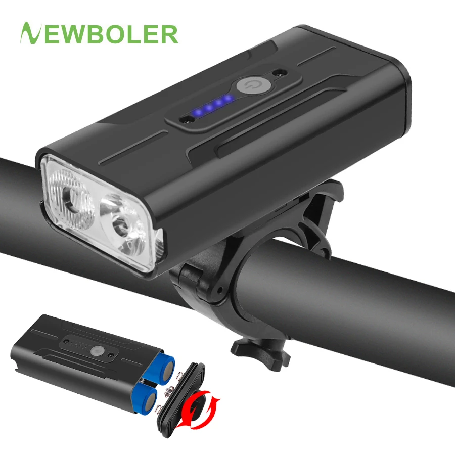

NEWBOLER велосипедная фара алюминий 1800 люмен светодиодный велосипедный фонарь USB аккумуляторная батарея 4800 мАч MTB фонарик аксессуары для велос...